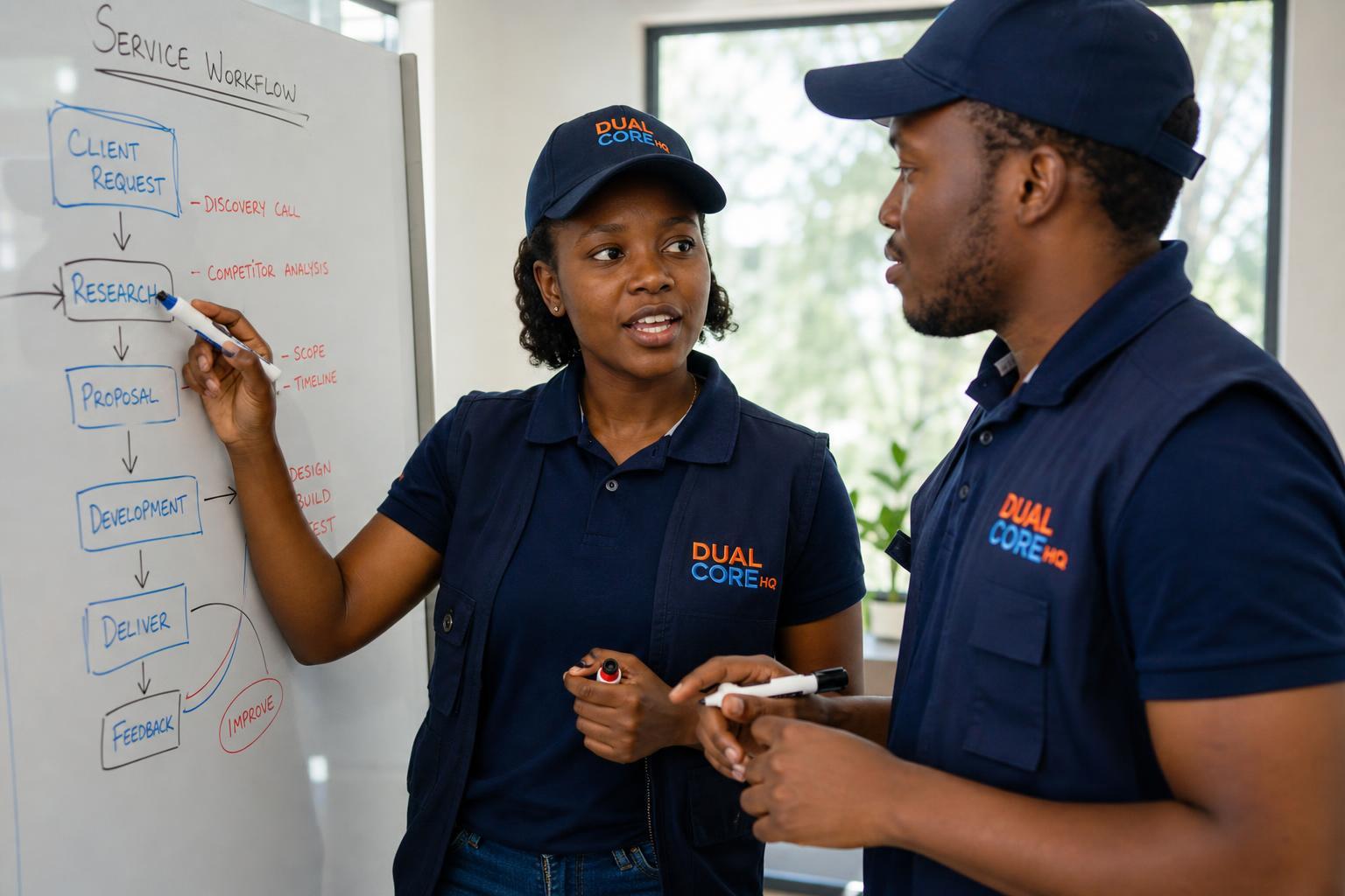 DUAL CORE team mapping a service workflow